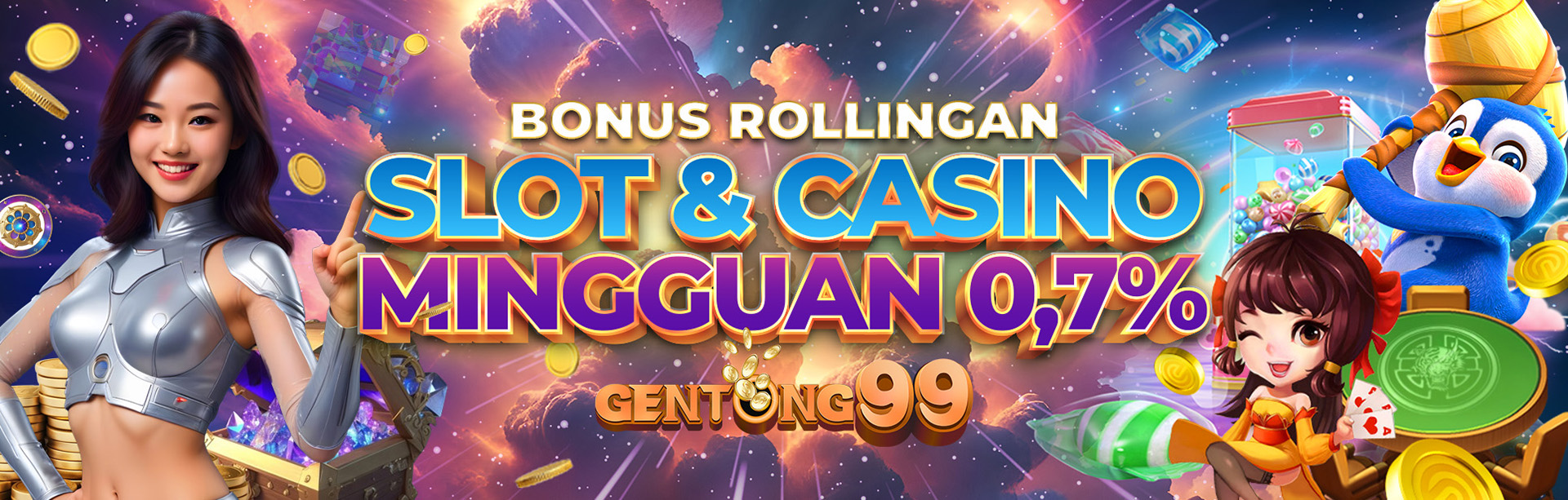 BONUS ROLLINGAN SLOT & CASINO MINGGUAN 0,7%